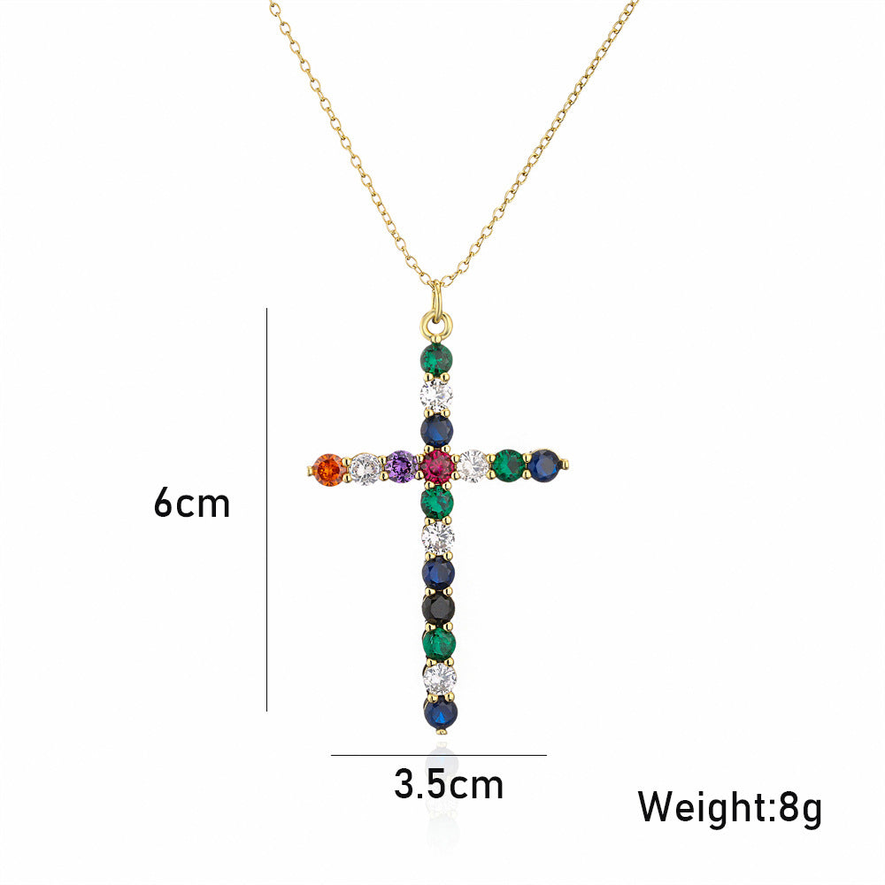 Hip-hop Geometric Brass Inlaid Cubic Zirconia Pendant Necklace