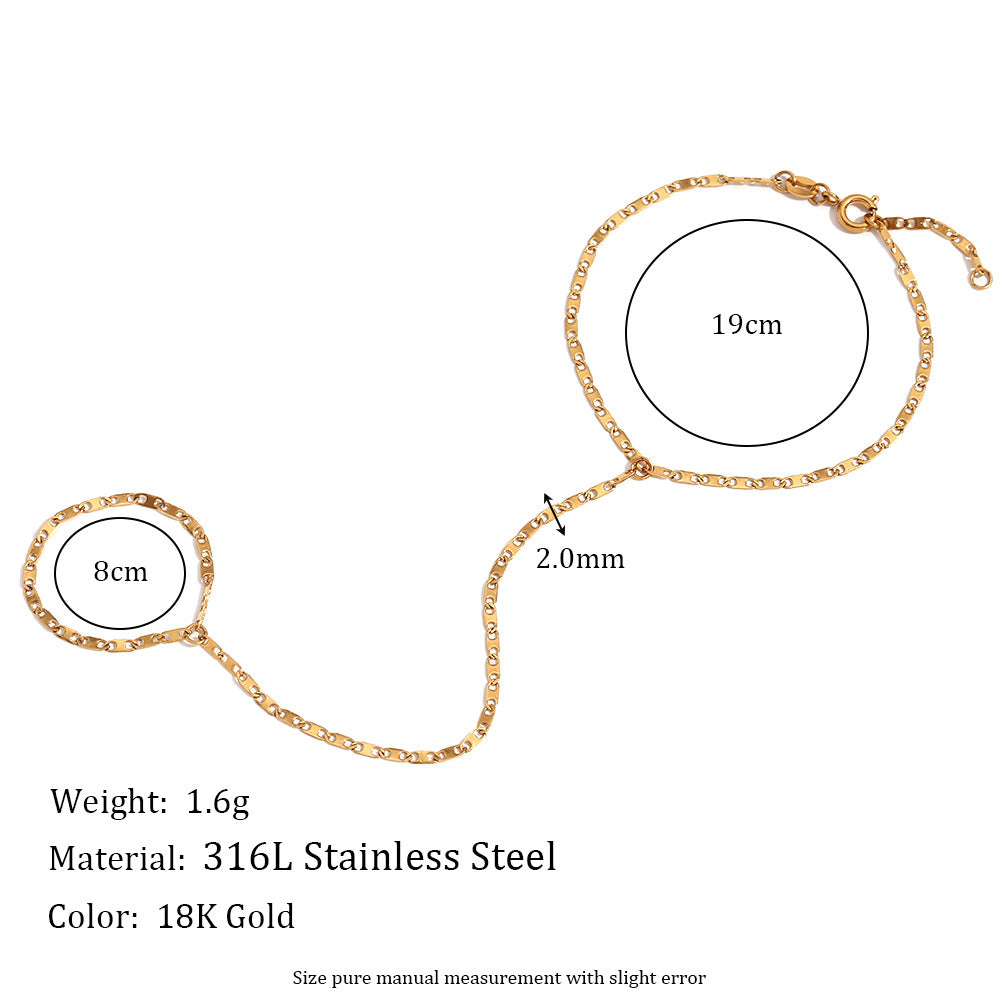 Minimalist Geometric Stainless Steel Plated 18K Gold Pig Nose Chain Bracelet for Women
