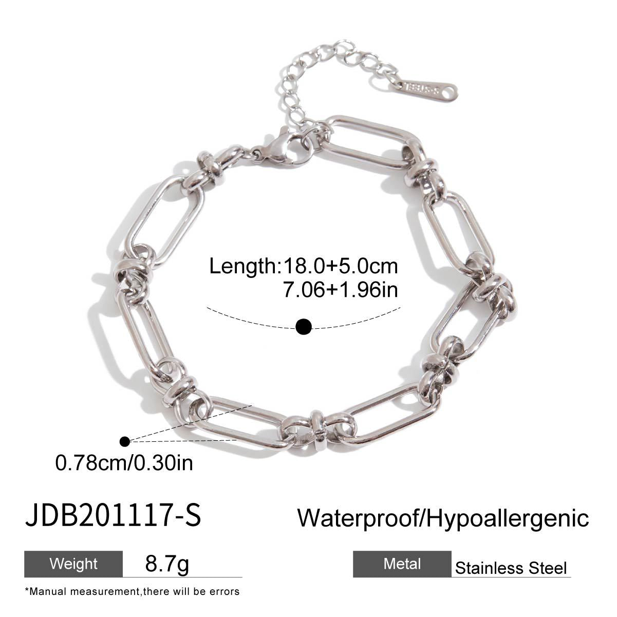 Geometric Plated Stainless Steel Cuban Link Chain Bracelet for Women