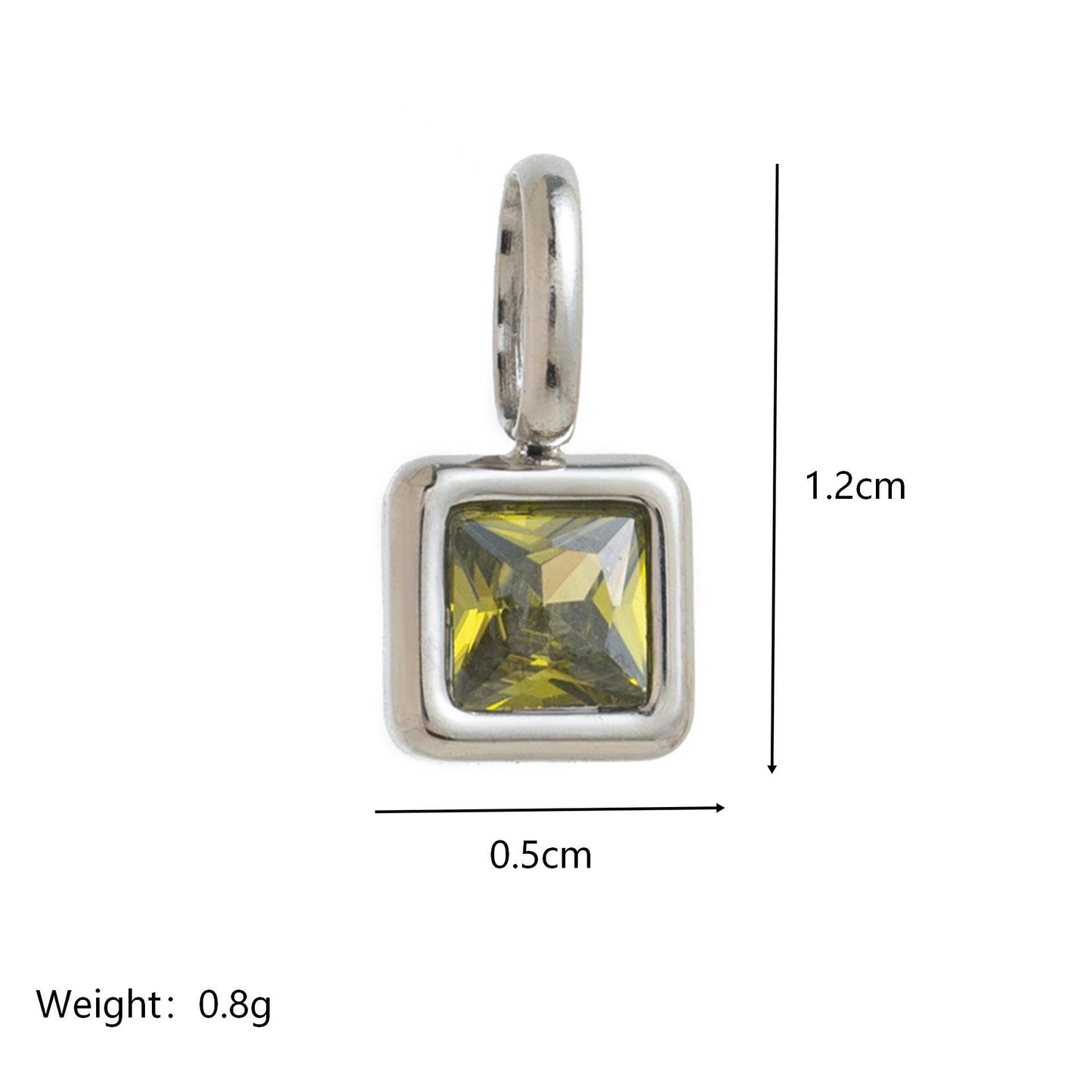 Minimalist Square Titanium Steel Gemstone Pendant with Cubic Zirconia Inlay Charm Bar for Women