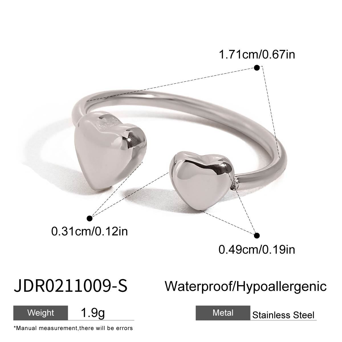Elegant Minimalist Stainless Steel and Titanium Steel Bracelet and Ring Set with Cubic Zirconia and Pearl Heart Teardrop Charms