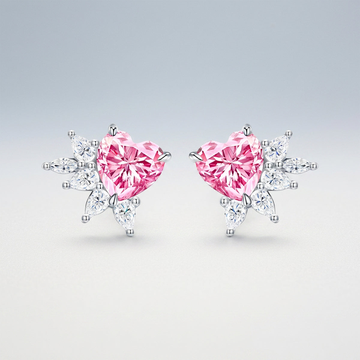 Sweet Heart Shape 925 Sterling Silver Moissanite Inlay Earrings