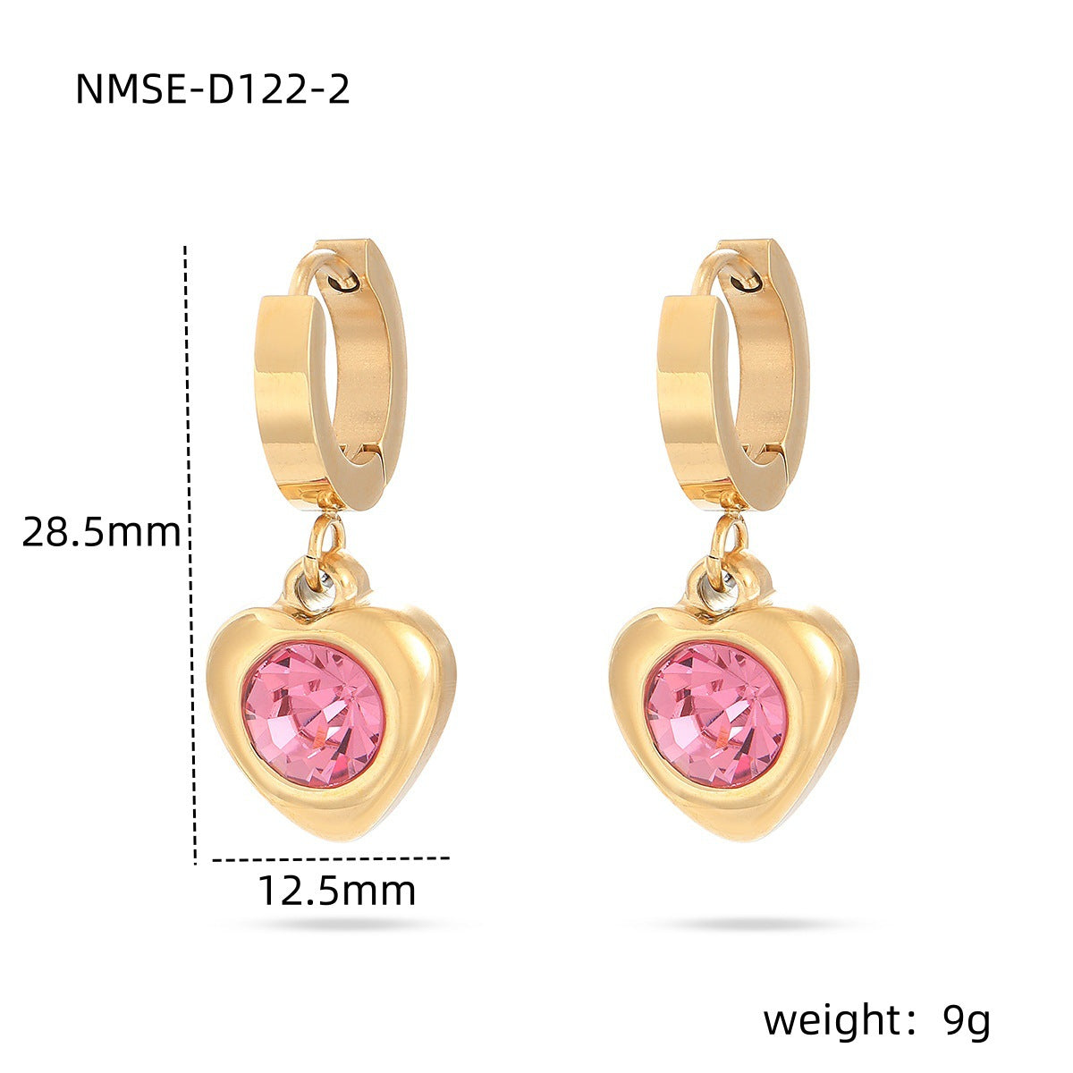 Fashion Geometric Heart 18K Gold Plated Stainless Steel Earrings for Women