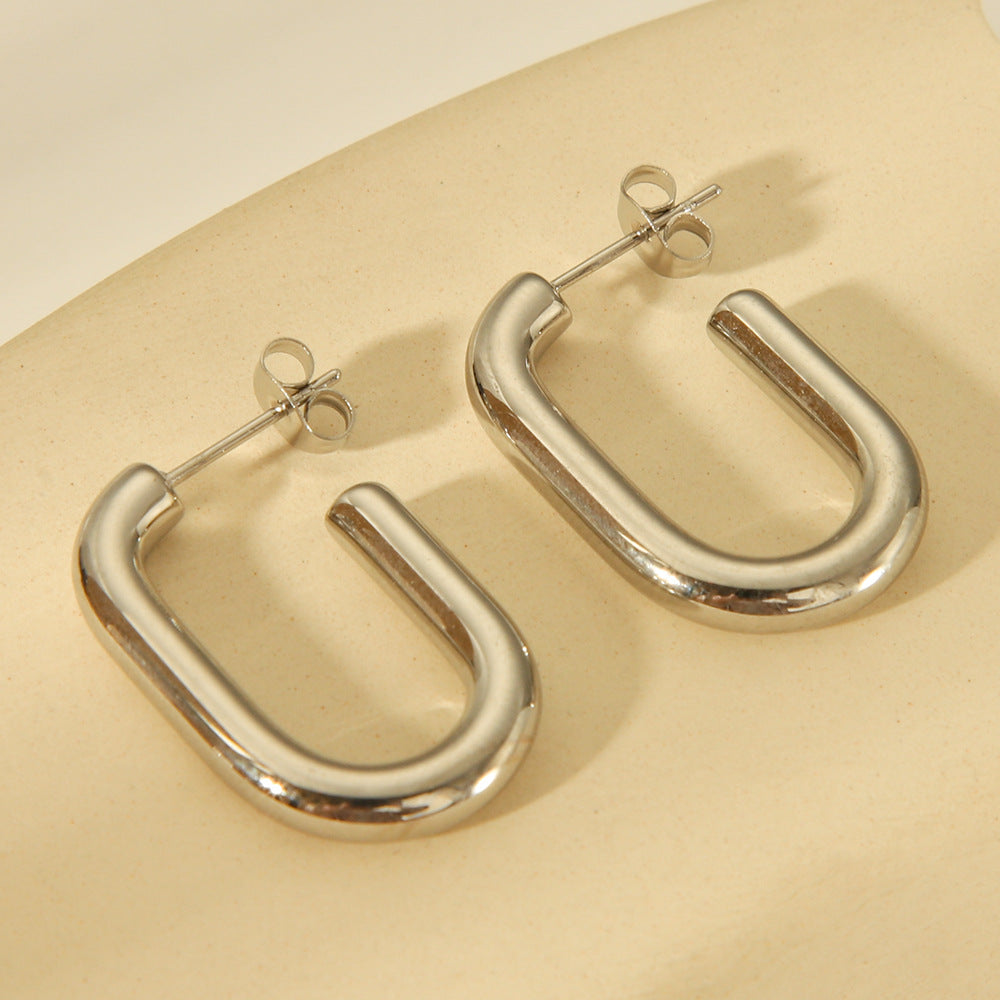 Orecchini geometrici in acciaio inossidabile con placcatura sottovuoto da donna, gioielli alla moda resistenti allo sbiadimento