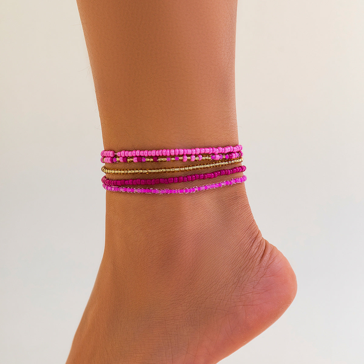 Catena elastica in vita con perline per donna in plastica con design intrecciato, catena per il ventre da spiaggia estiva
