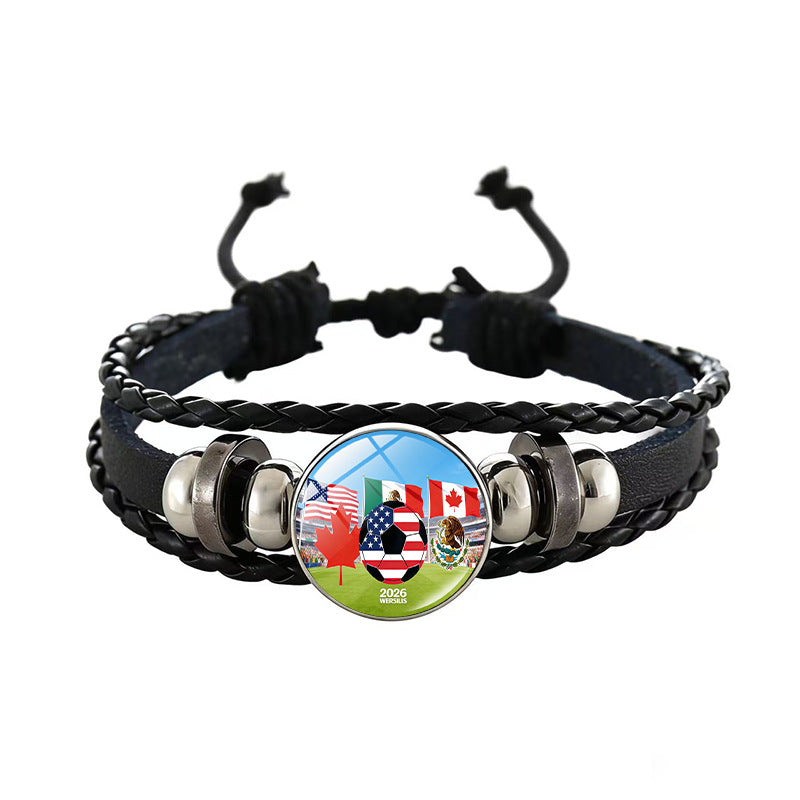 Sporty Geometric Braided Leather Bracelet Unisex Adjustable Hand Rope