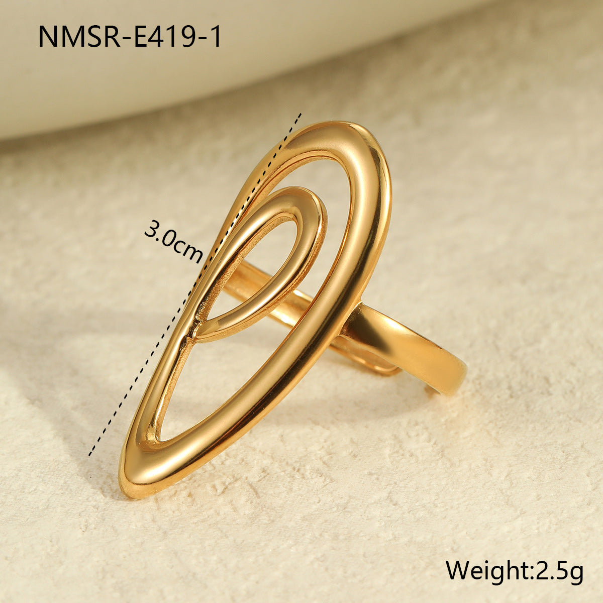 Anillo minimalista de acero inoxidable con chapado, diseño geométrico y tonos fríos para mujer