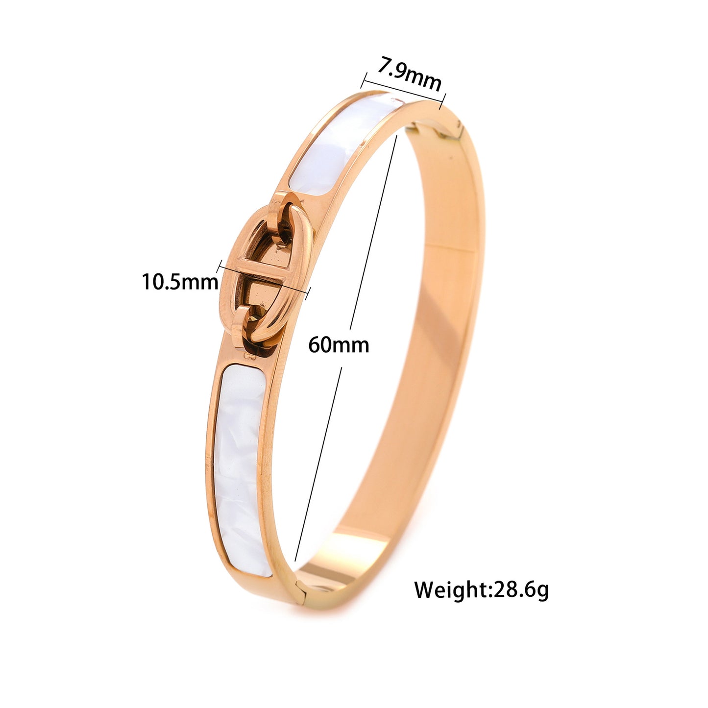 Minimalist H-Shaped Titanium Steel Bracelet for Women with Vacuum Plating Finish and Seashell Charm