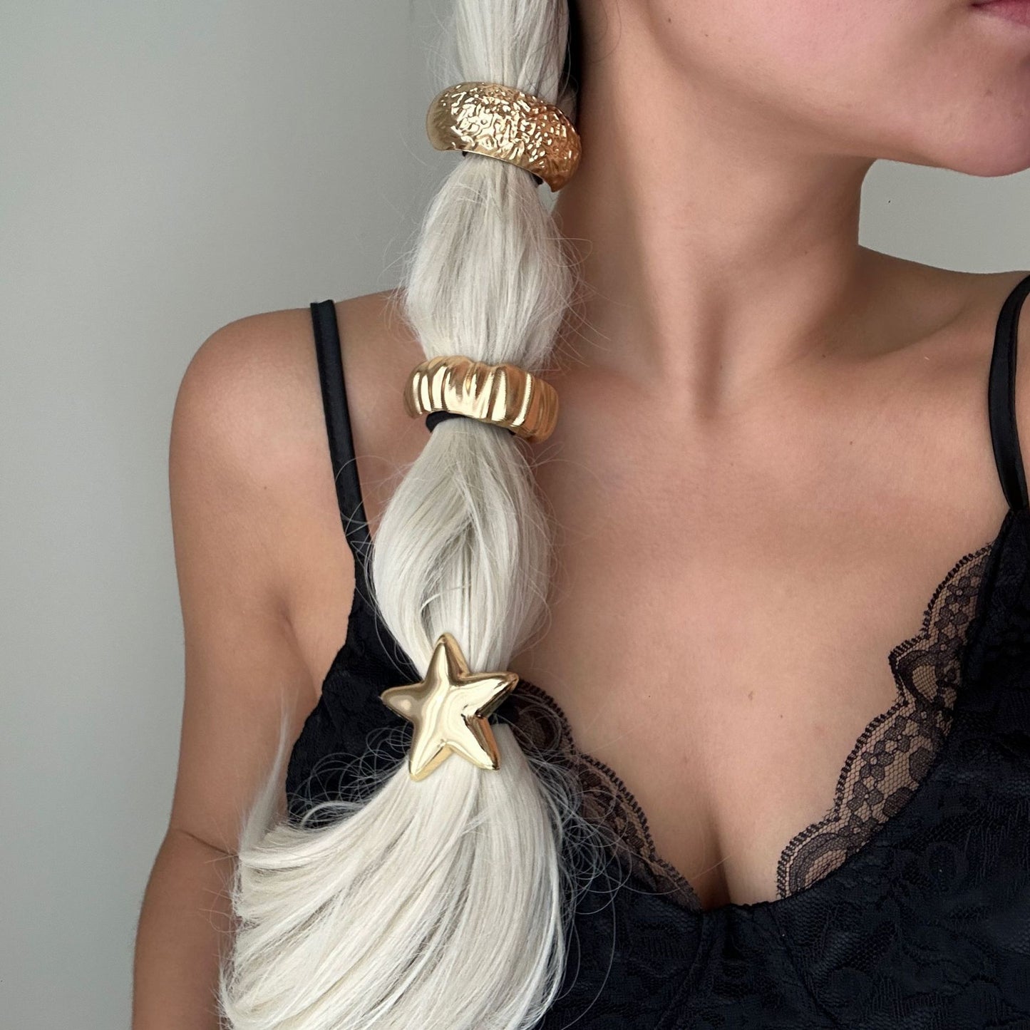Fashion Casual Hammered Alloy Bow Hair Rope Set