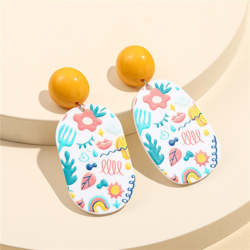 Pendientes acrílicos con relieve floral bonito para niños con postes de plata esterlina S925