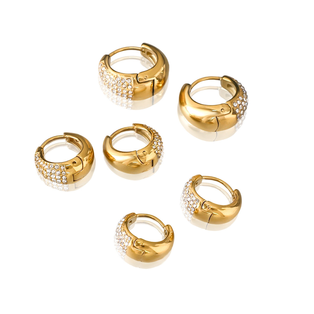 Orecchini a Cerchio da Donna di Lusso in Acciaio Inox Placcato Oro 18K con Design Geometrico