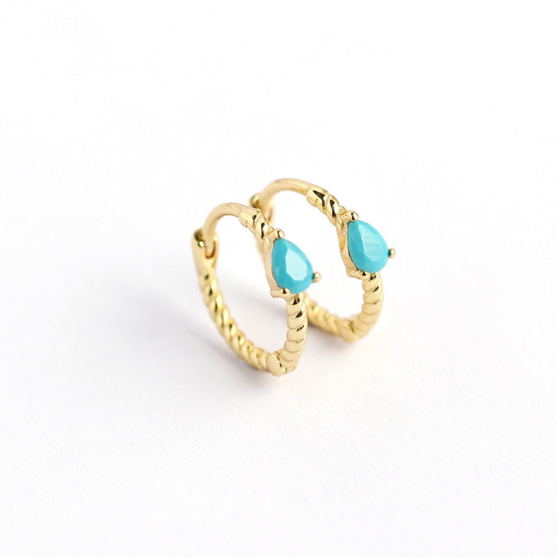 Minimalist 925 Sterling Silver Geometric Teardrop Rope Hoop Earrings for Women