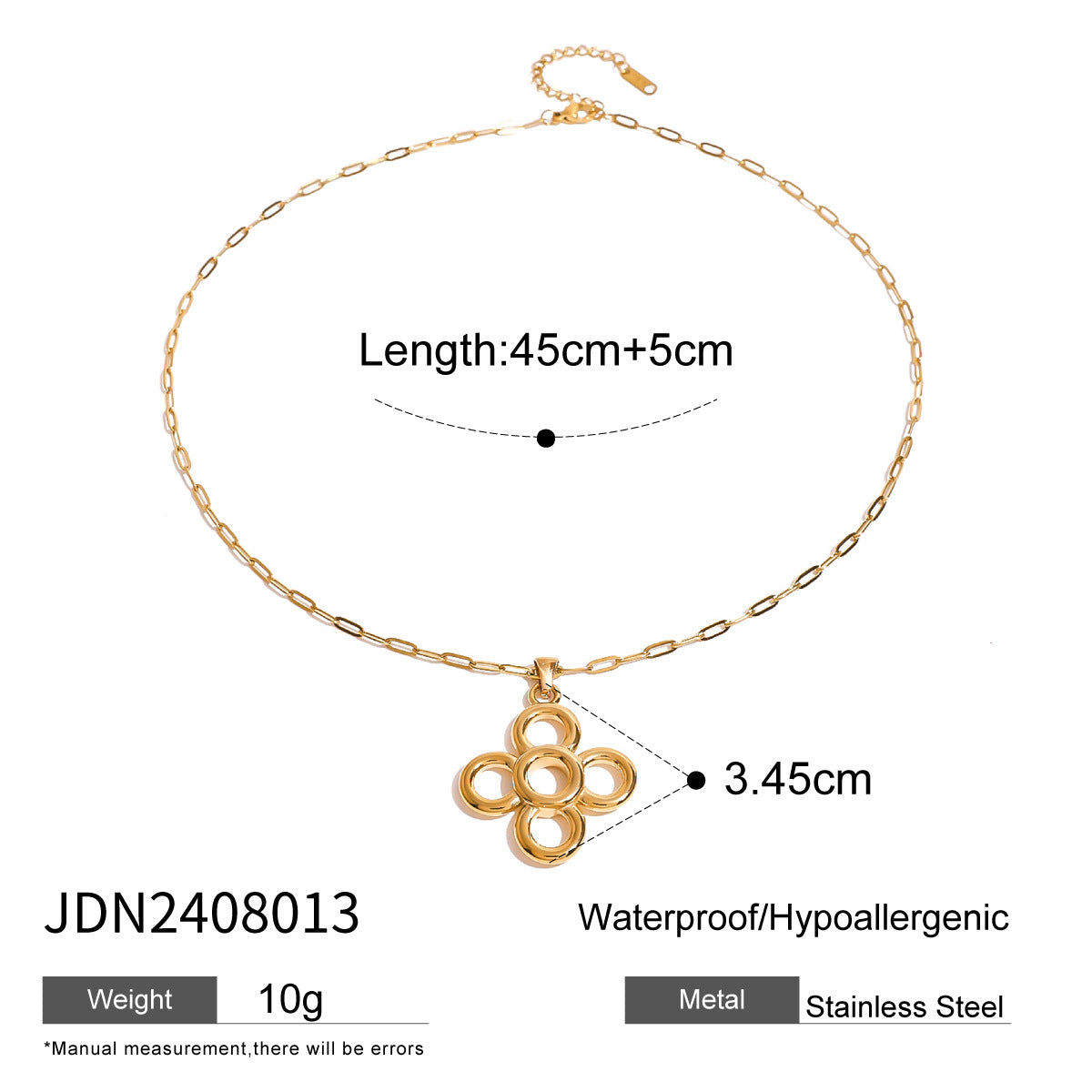 Collana placcata in acciaio inossidabile floreale con pendente in acciaio al titanio per donna
