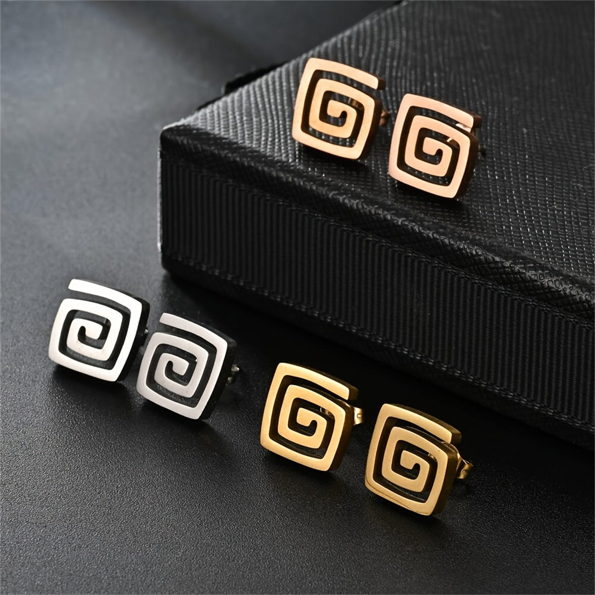 Elegant Minimalist Square Geometric Stainless Steel Earrings with 18K Gold Plating for Women