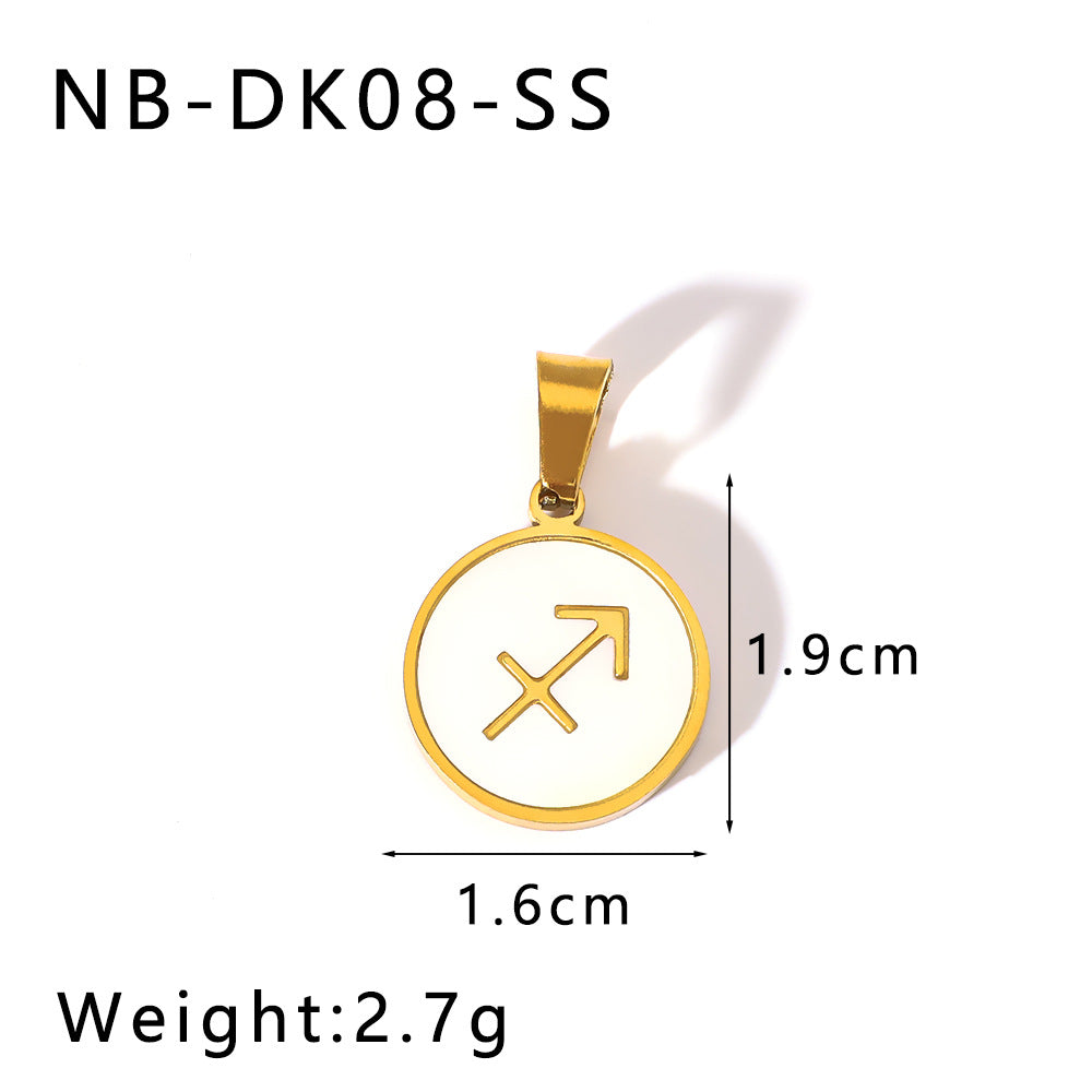 Minimalist Zodiac Pendant Necklace for Women Stainless Steel with 18K Gold Plating and White Abalone Inlay