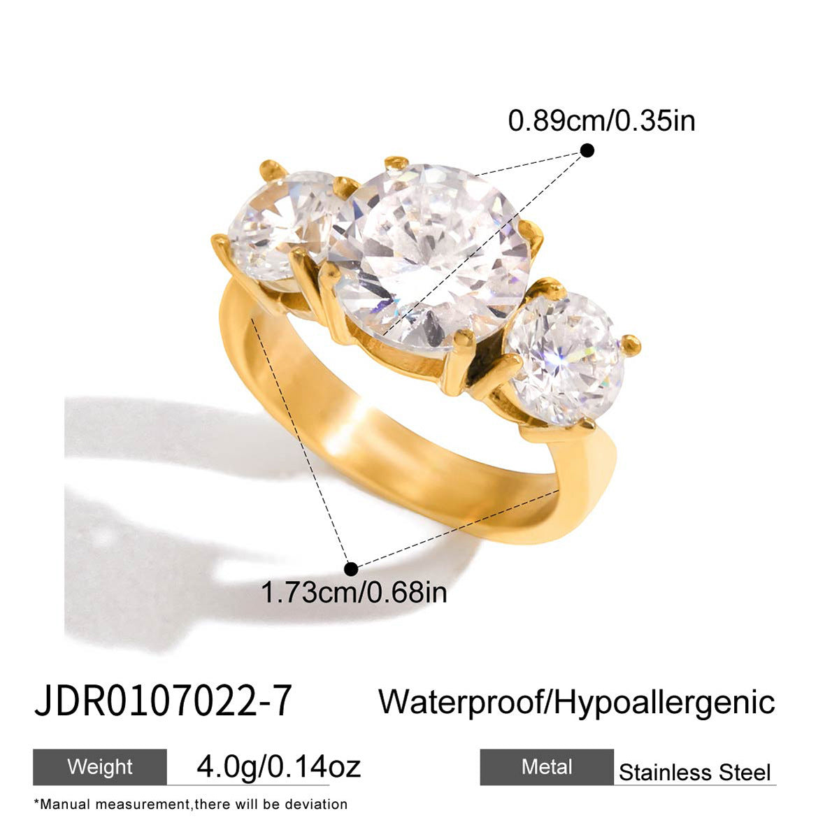 Anillo geométrico de acero de titanio con detalles de circonia para mujer, joyería de moda de acero inoxidable hipoalergénico galvanizado