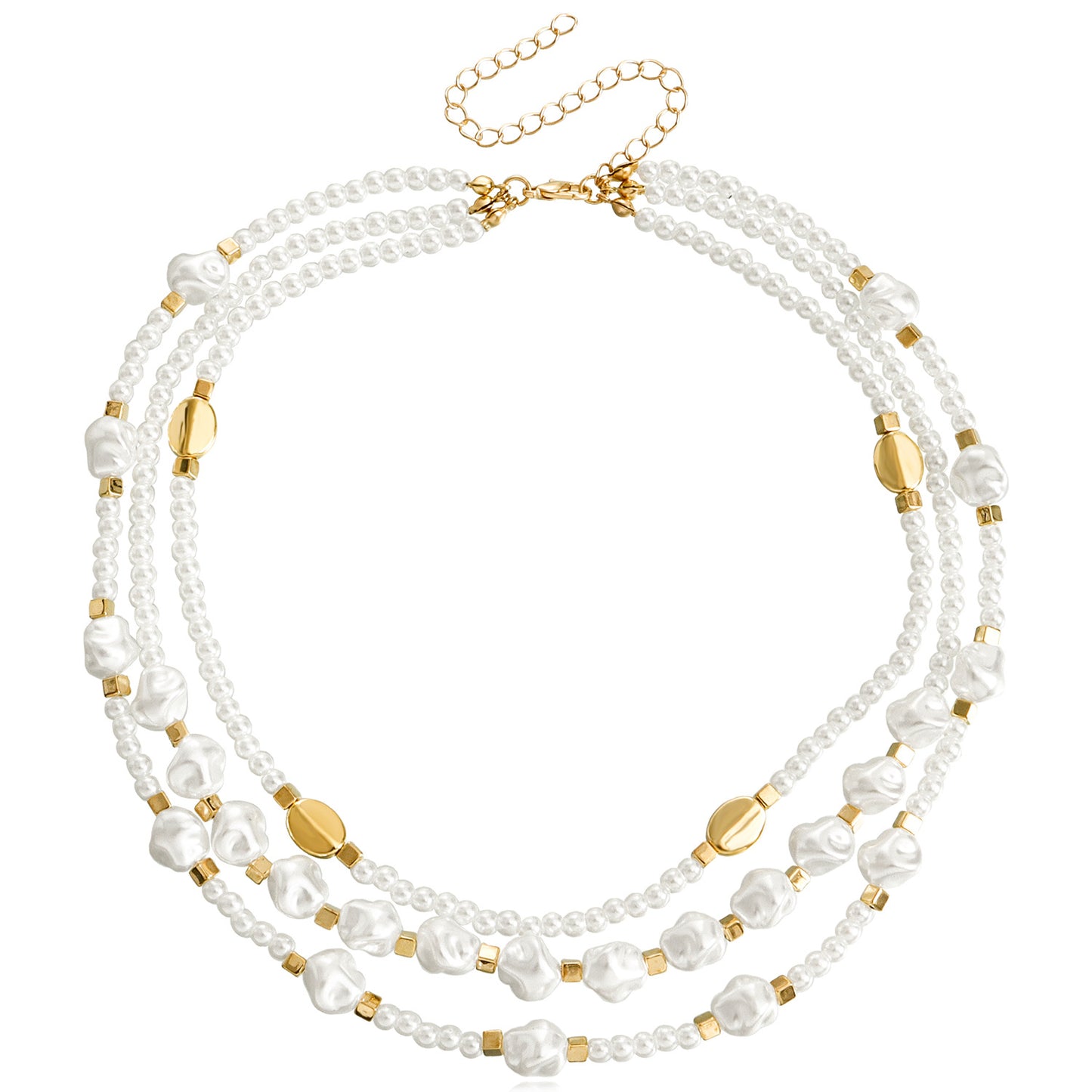 Fashionable Geometric Acrylic and Pearl Pendant Necklace for Women with Plated Alloy Chain and Heart Accent