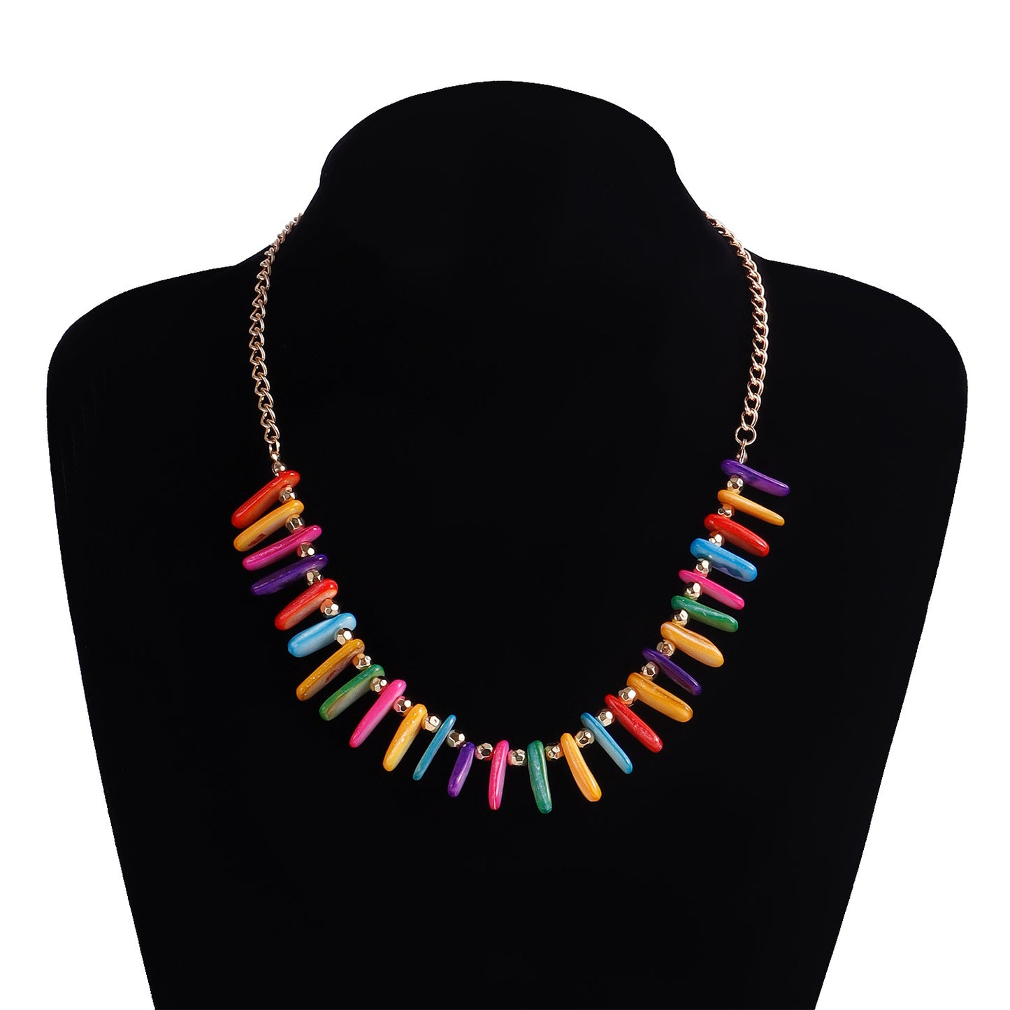 Bohemian Irregular Seashell Pendant Necklace for Women with Electroplated Finish and Hand-strung Beads