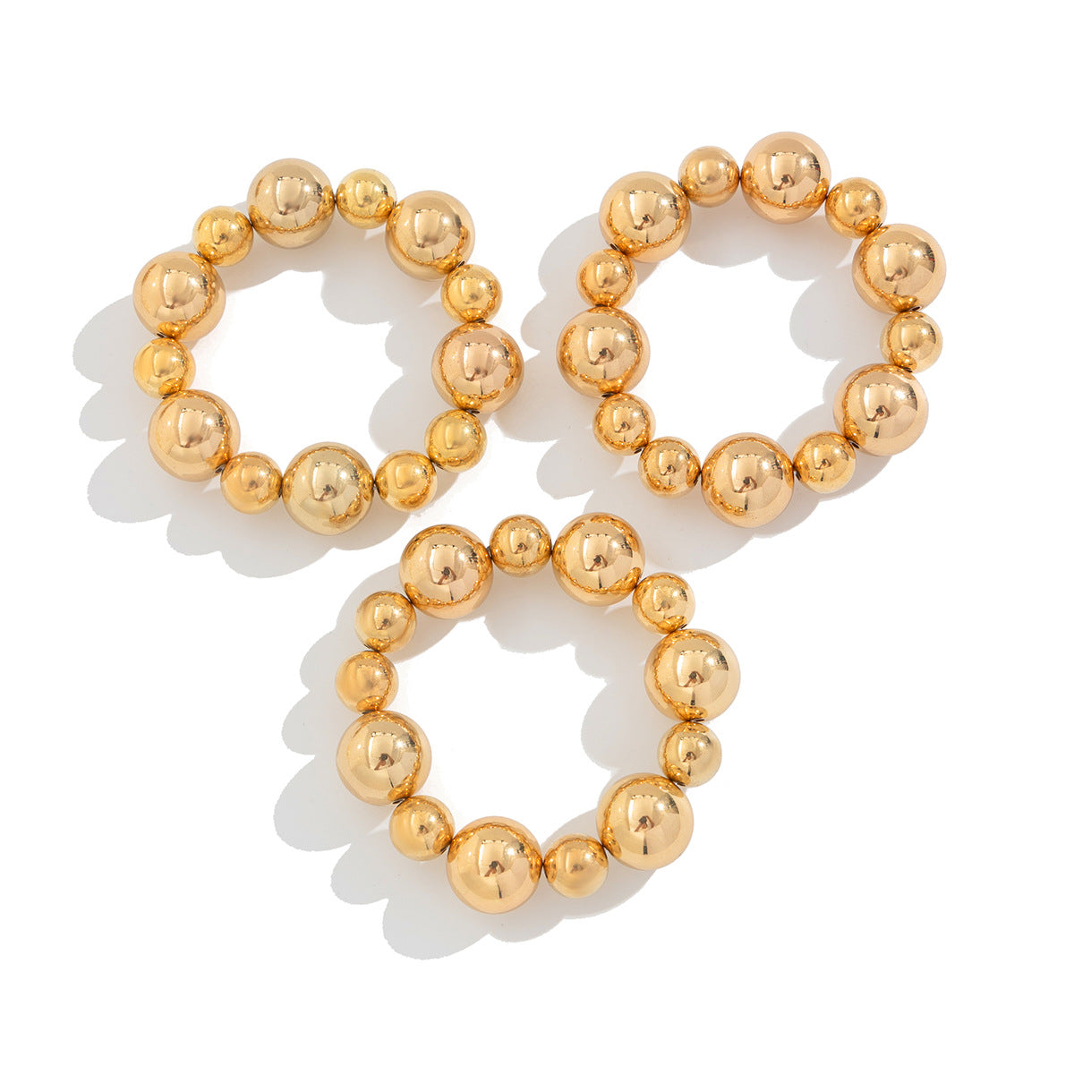 Pulsera geométrica redonda de estilo punk para mujer con cuentas y acabado galvanizado