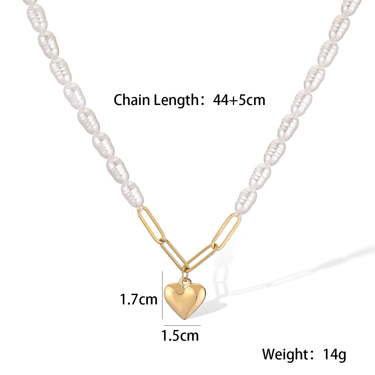 Collana Pendente Minimalista a Cuore in Acciaio Inossidabile con Placcatura in Oro 18K da Donna