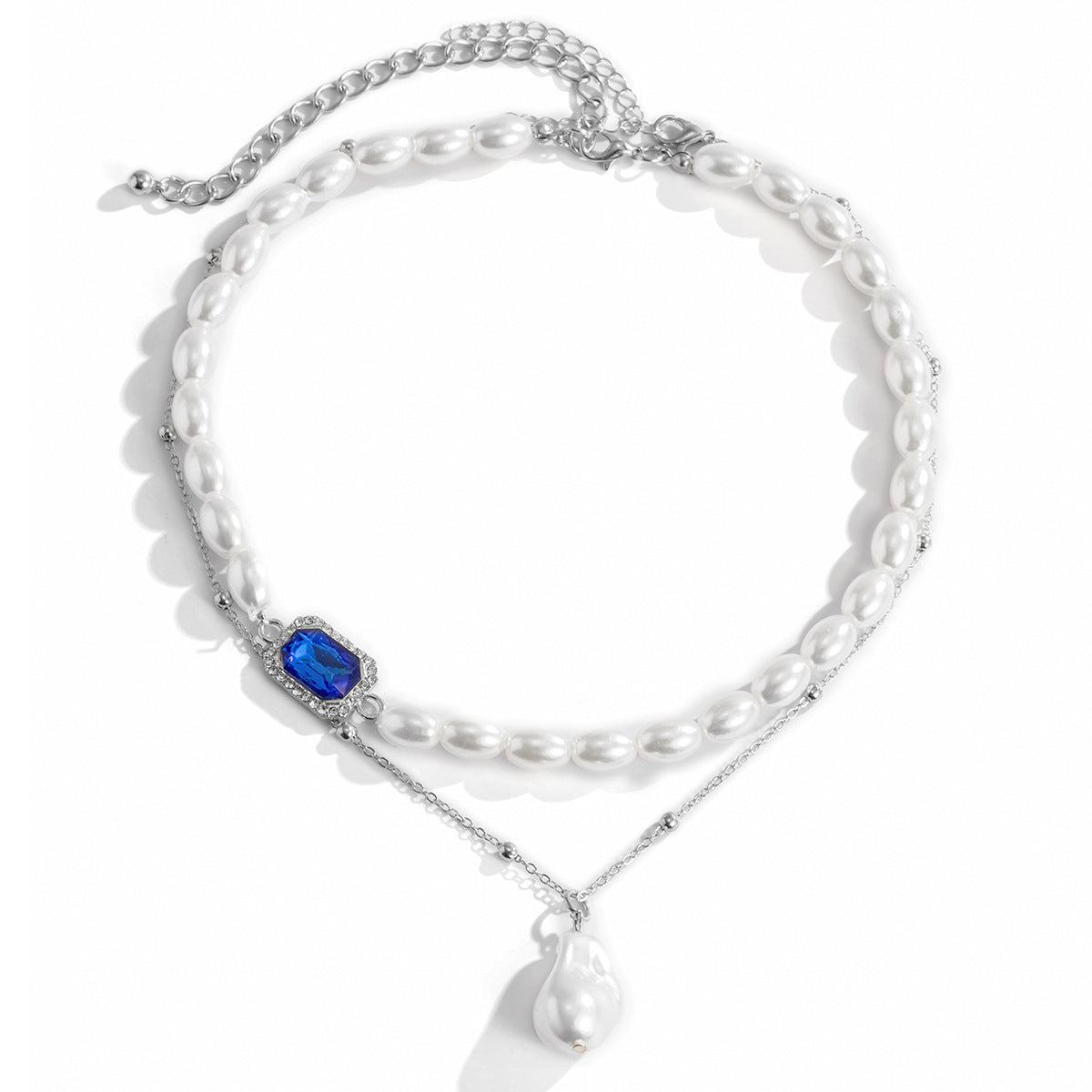 Collana a sospensione geometrica asimmetrica floreale rustica da donna con catena in lega e finitura galvanizzata