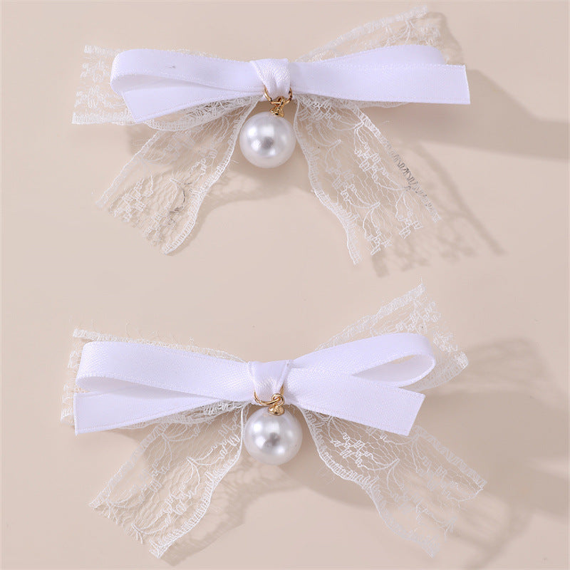 Fermaglio per Capelli a Fiocco Stile Naturale per Bambini in Tulle con Increspature e Texture a Rete