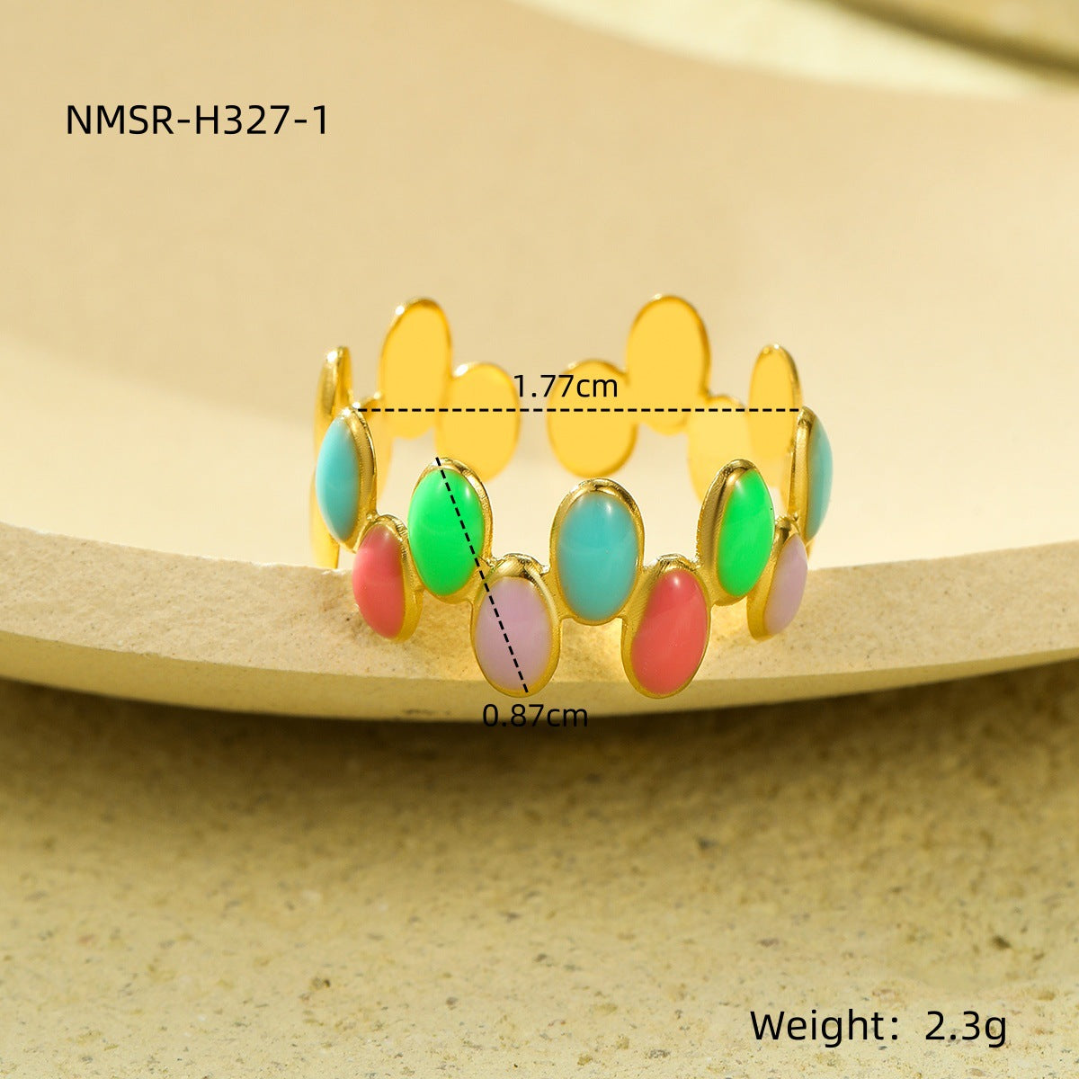 Minimalist Oval-Shaped Titanium Steel Ring with Enamel Finish Adjustable Fashion Jewelry for Women