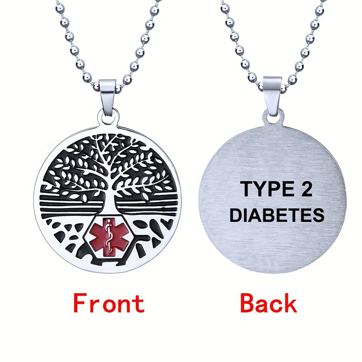 Elegant Geometric Tree of Life Pendant Necklace in Stainless Steel with Polished Titanium Steel Charm and Daisy Floral Accents for Women