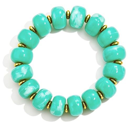 Bohemian Minimalist Geometric Round Resin Acrylic Beaded Bracelet for Women
