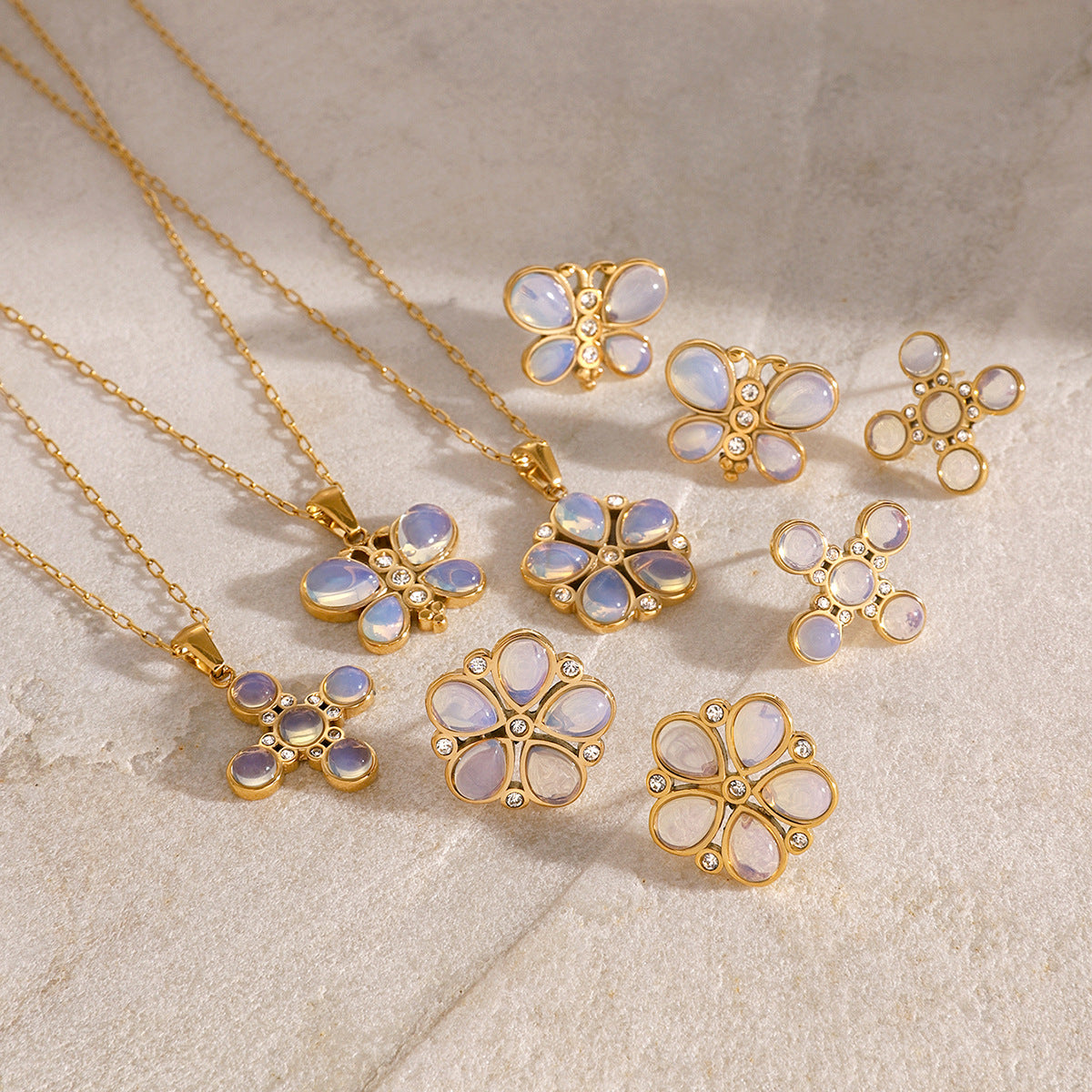 Minimalist Butterfly Pendant Necklace in Stainless Steel with Rhinestone Accents for Women