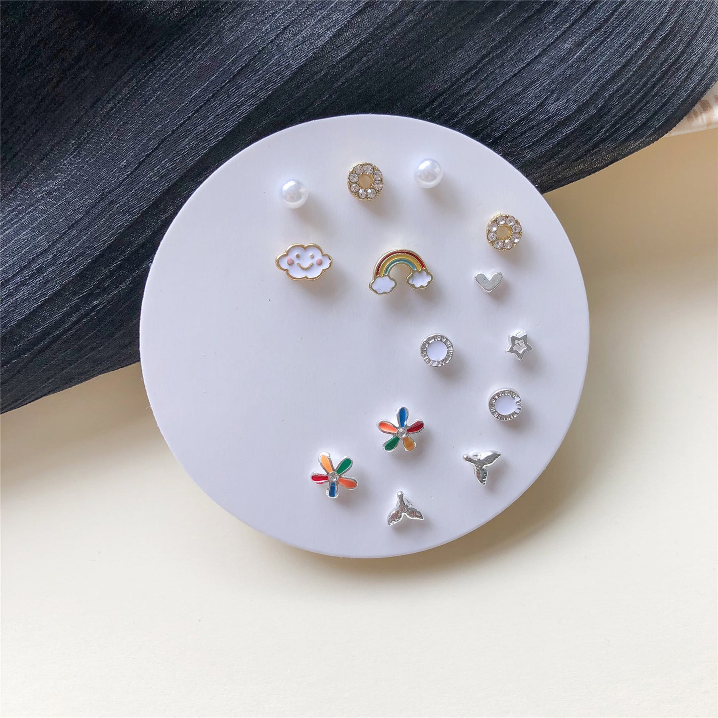 Minimalist Sweet Geometric Alloy Plated Stud Earrings with 925 Sterling Silver Posts for Women
