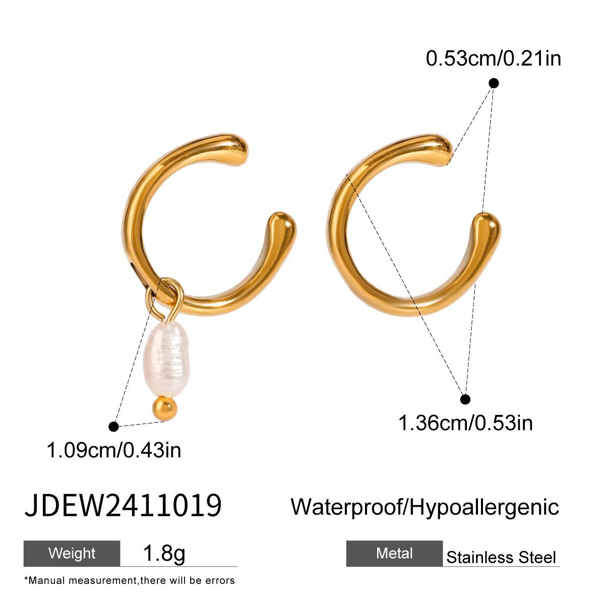 Pendientes Colgantes Geométricos Minimalistas con Perlas en Acero Inoxidable con Acabado Chapado para Mujer