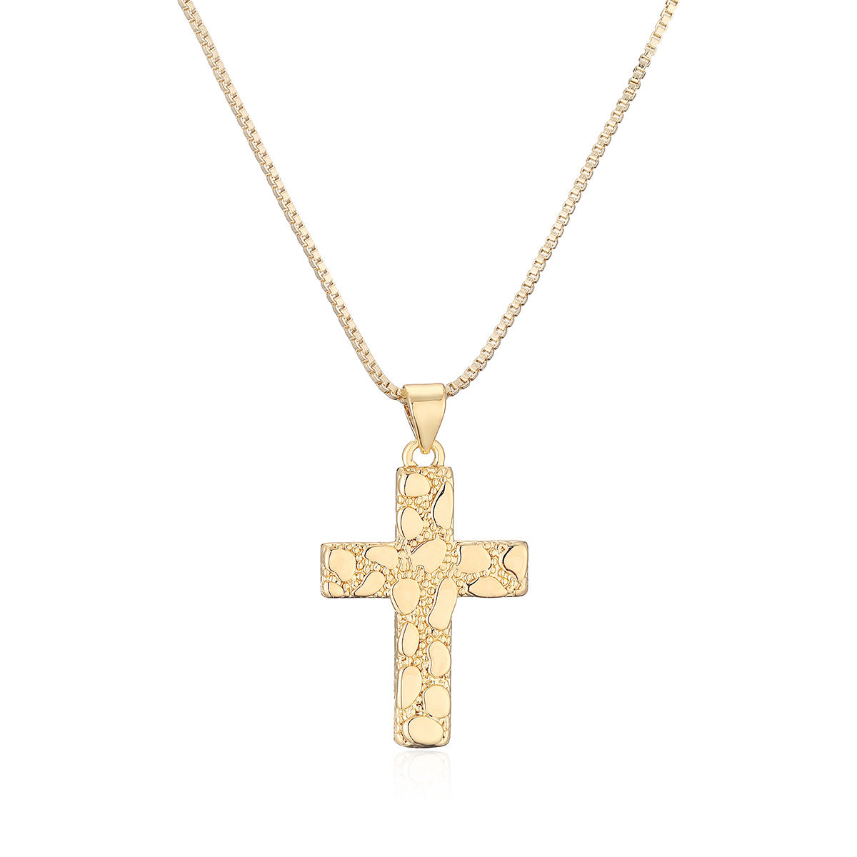 Minimalist Luxury Gold Plated Brass Cross Heart Pendant Necklace for Women