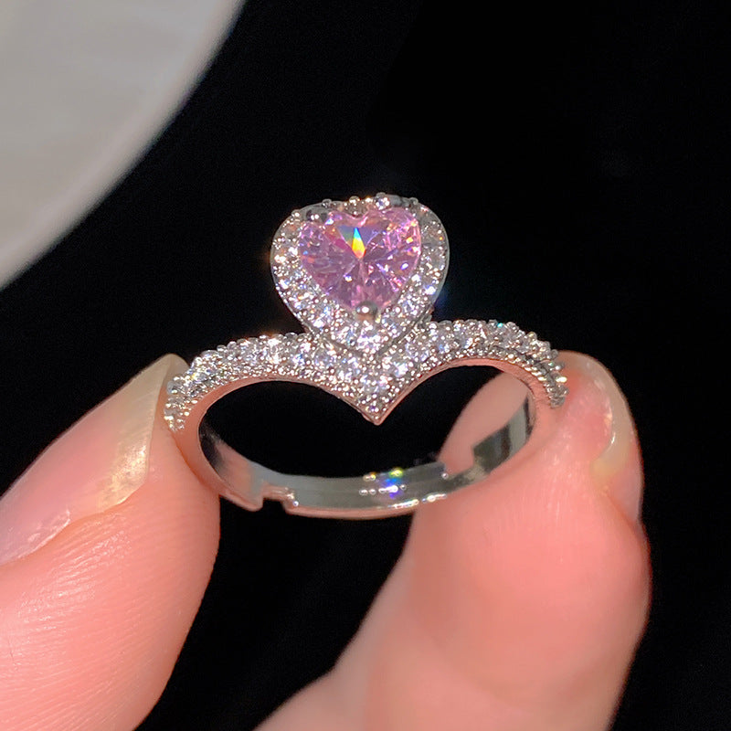Sweet Cubic Zirconia Inlay Brass Bow Ring for Women