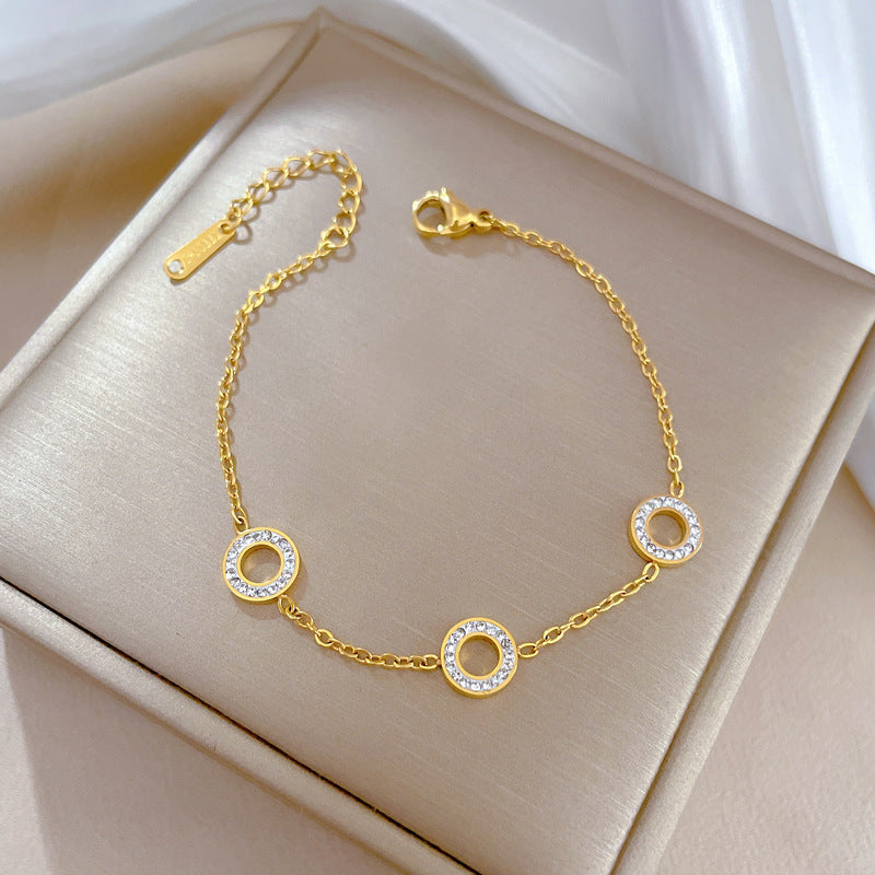 Pulsera de cadena de acero de titanio estilo vintage con diamantes de imitación para mujer con motivos de ondas y edamame