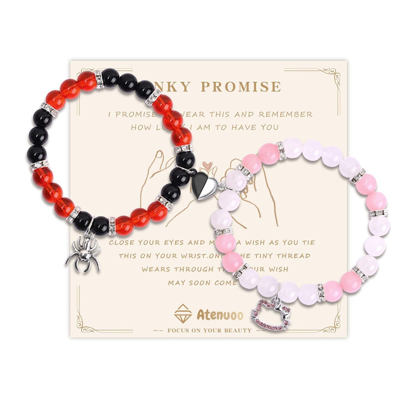 Spider and Heart Shape Crystal Magnetic Bracelet for Couples