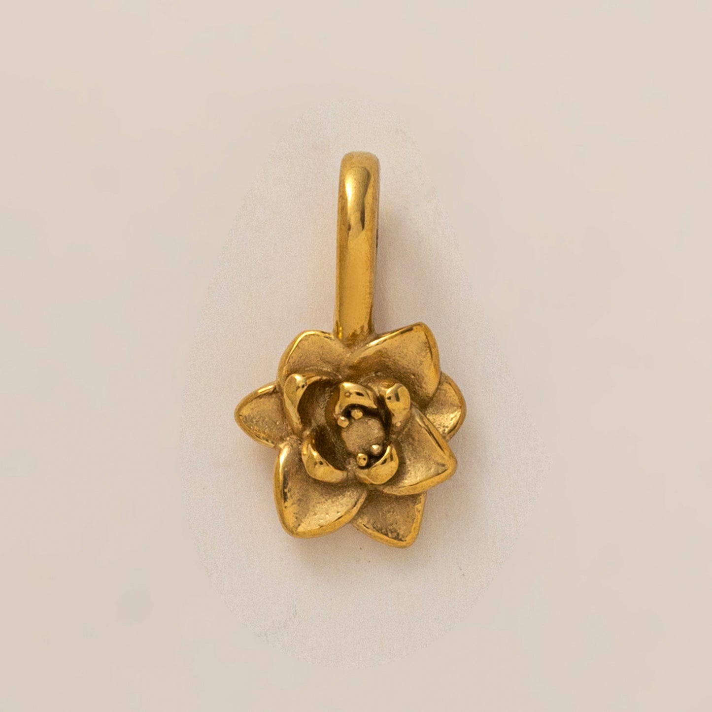 Vintage 18K Gold PVD Stainless Steel Floral Pendant Charm Bar