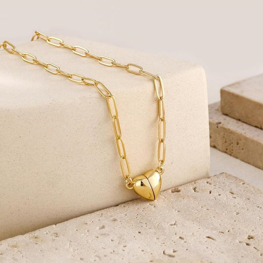 Minimalist Heart Pendant Stainless Steel Plated Cable Chain Necklace for Women