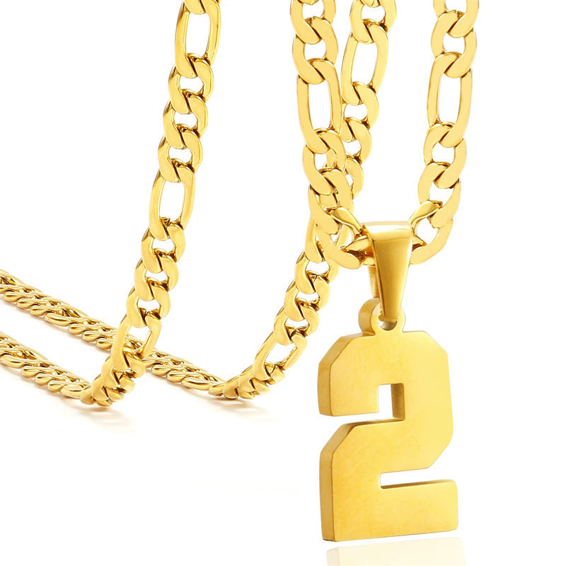Minimalist Numeric Pendant Necklace for Men and Women Stainless Steel Chain with Polished Titanium Steel Charm