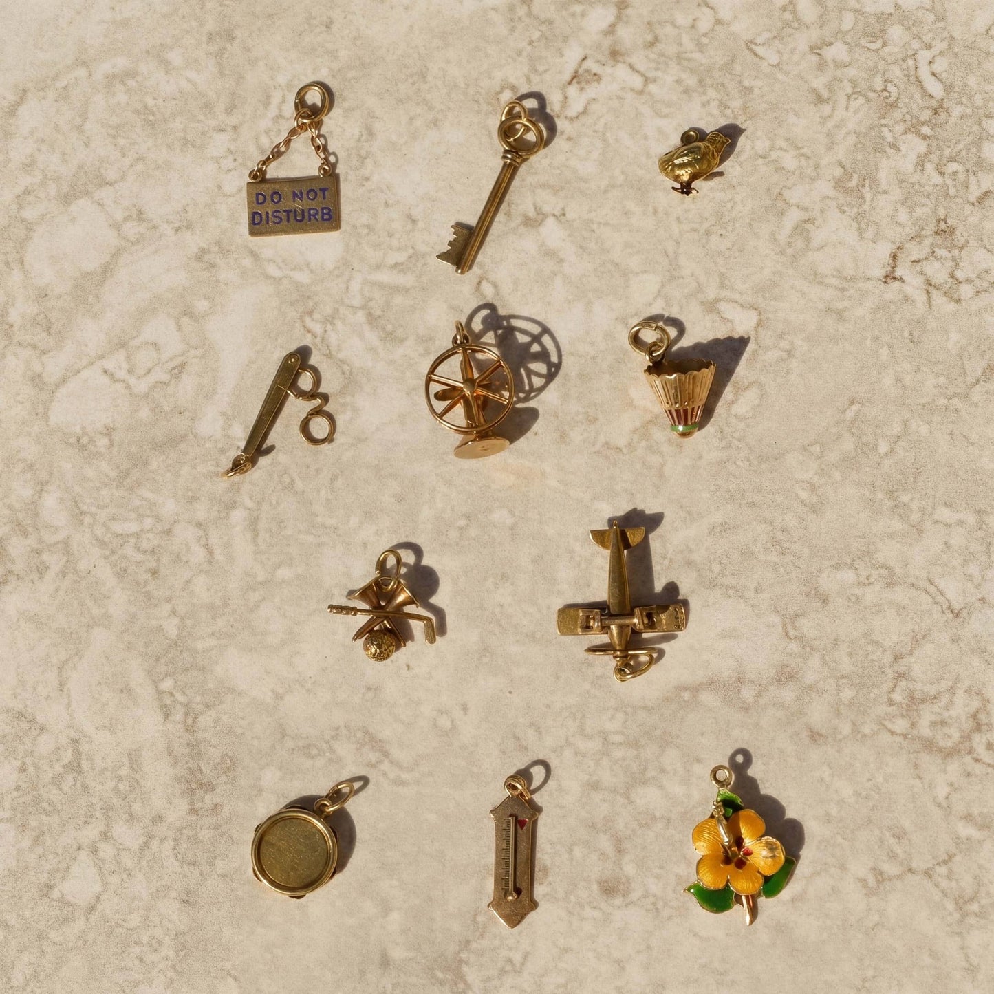 Vintage Drip Oil Plated Brass Airplane Charm Bar