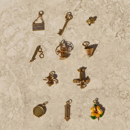 Vintage Drip Oil Plated Brass Airplane Charm Bar