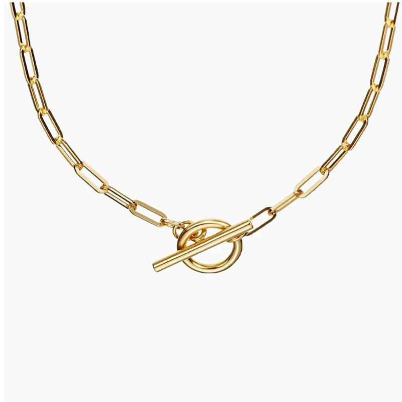 Collar con colgante rectangular minimalista de acero inoxidable con baño de oro para mujer