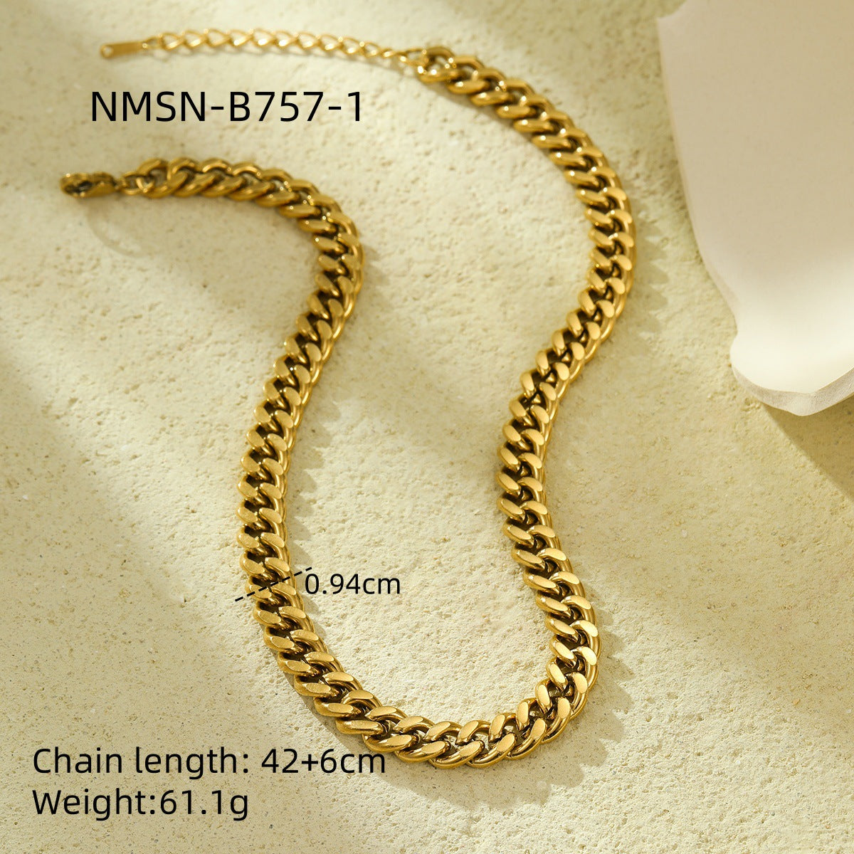 Moda OL Acero Inoxidable Chapado en Oro de 18K Grueso Cadena Cubana Collar para Mujer