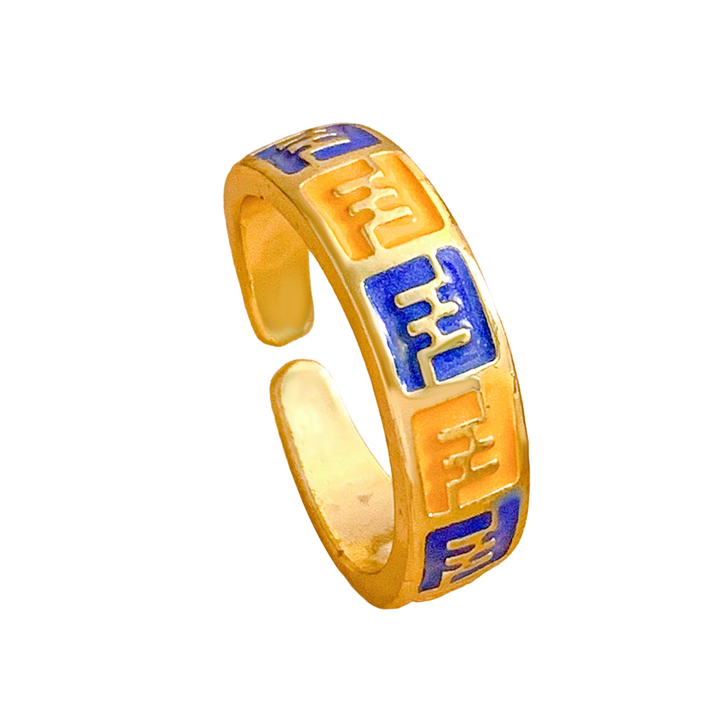 Anello regolabile da donna in ottone placcato oro con lettera a cuore e smalto a goccia colorato