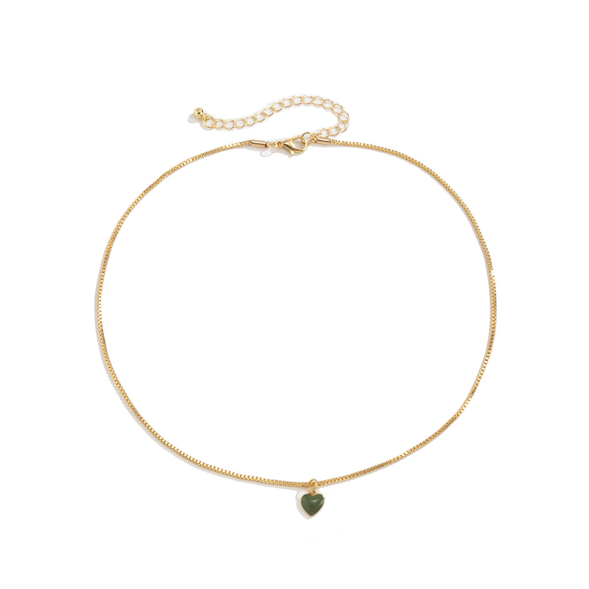 Minimalist Enamel Heart Pendant Necklace in Pastel Macaron Colors on Box Chain for Women