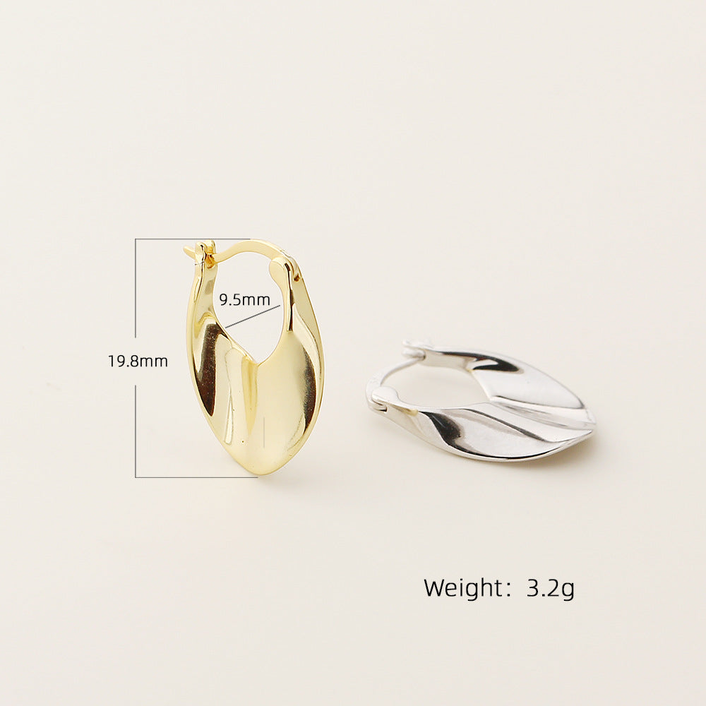 Pendientes de aro minimalistas geométricos de plata de ley 925 con acabado pulido para mujer