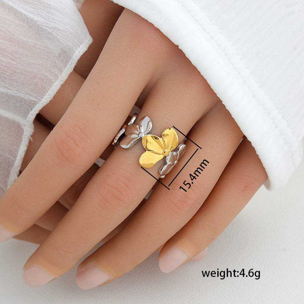 Anillo Ajustable Minimalista Geométrico de Acero Inoxidable con Baño de Oro para Mujer y Hombre