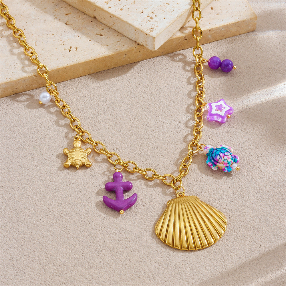 Sweet Streetwear Gold Plated Animal Star Stainless Steel Necklace
