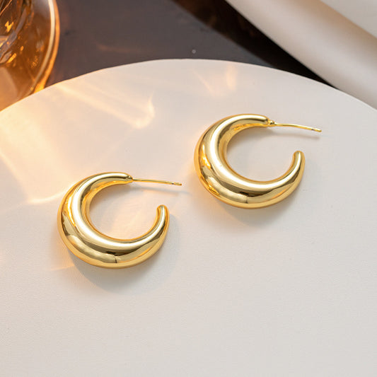 Pendientes de aro de titanio y acero geométricos minimalistas vintage para mujer con acabado chapado al vacío, hipoalergénicos y resistentes a la decoloración