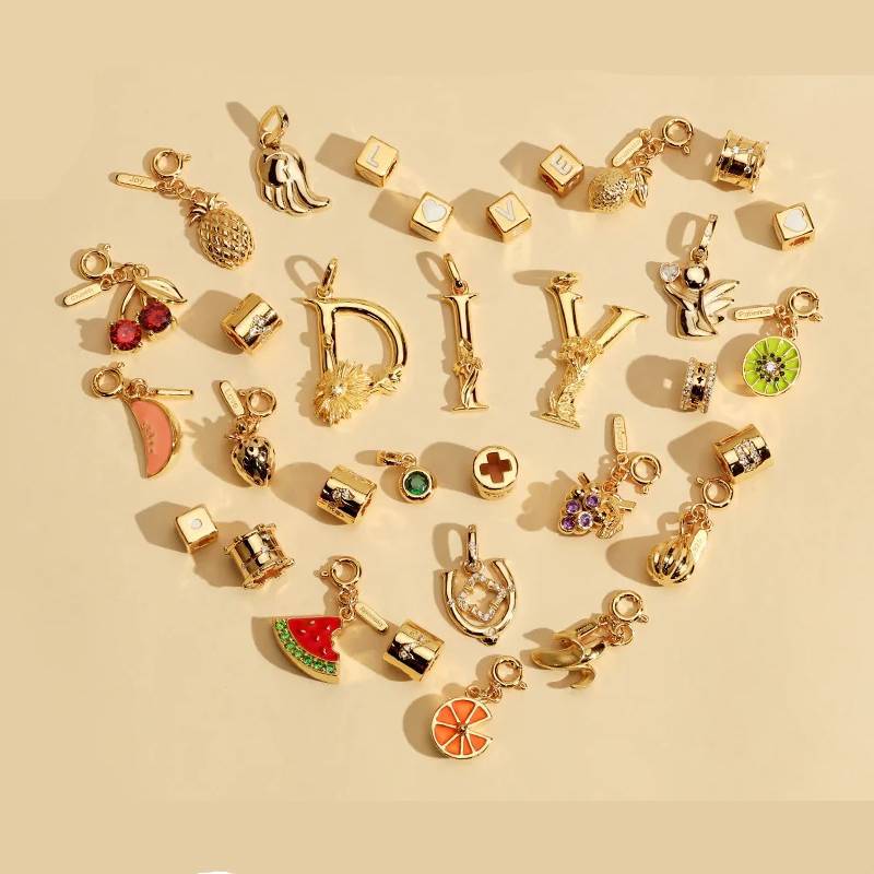 Fashion Geometric Tropical Fruit Pendant Brass Titanium Steel Cubic Zirconia Plated Charm Bar for Unisex